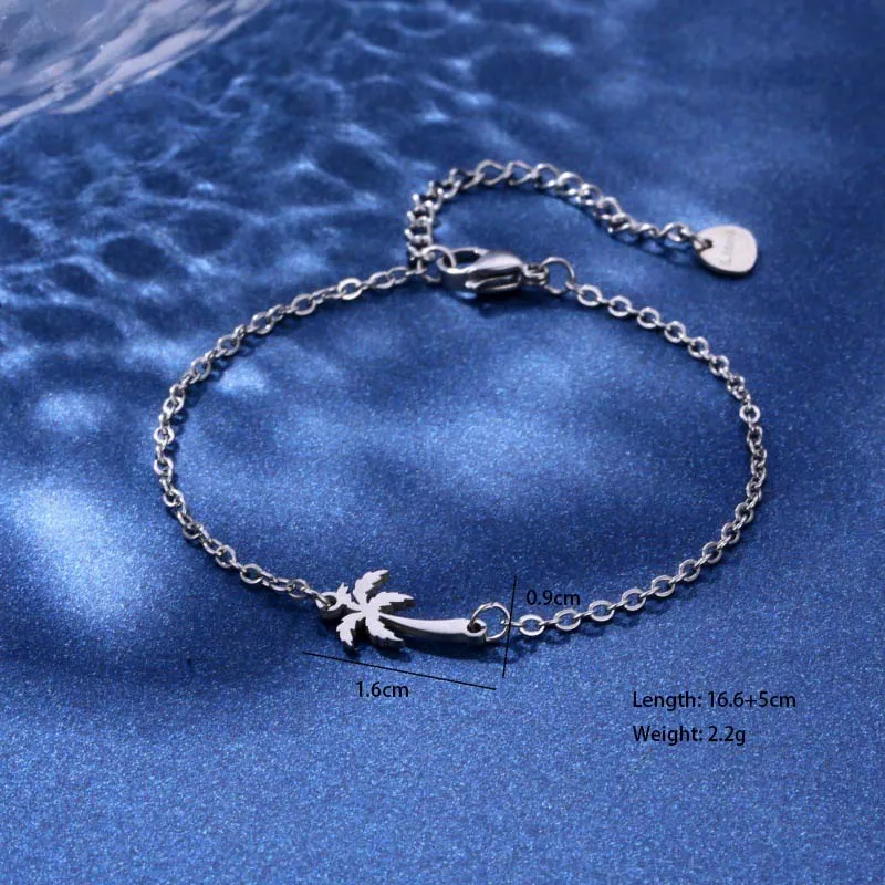 Tortoise Coconut Tree Dolphin Cute Lady Bohemian 201 Stainless Steel Bracelets In Bulk display picture 4