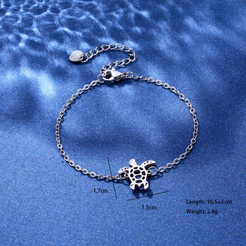 Tortoise Coconut Tree Dolphin Cute Lady Bohemian 201 Stainless Steel Bracelets In Bulk display picture 15