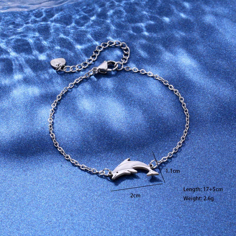 Tortoise Coconut Tree Dolphin Cute Lady Bohemian 201 Stainless Steel Bracelets In Bulk display picture 18