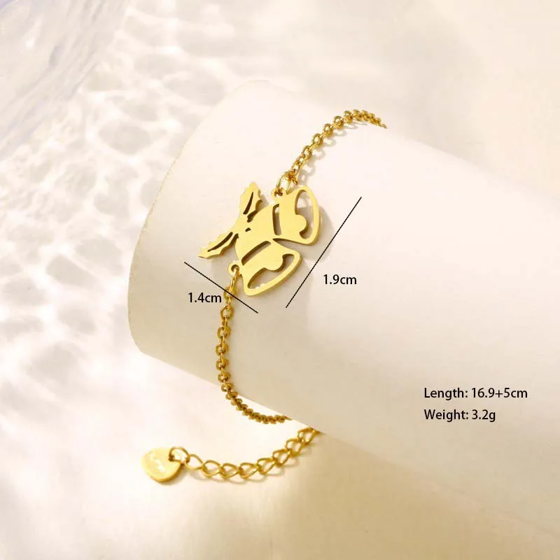 Paw Print Bell Snowman Cute Hip-Hop Simple Style 201 Stainless Steel Bracelets In Bulk display picture 7