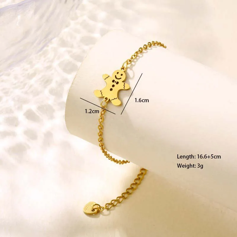 Paw Print Bell Snowman Cute Hip-Hop Simple Style 201 Stainless Steel Bracelets In Bulk display picture 8