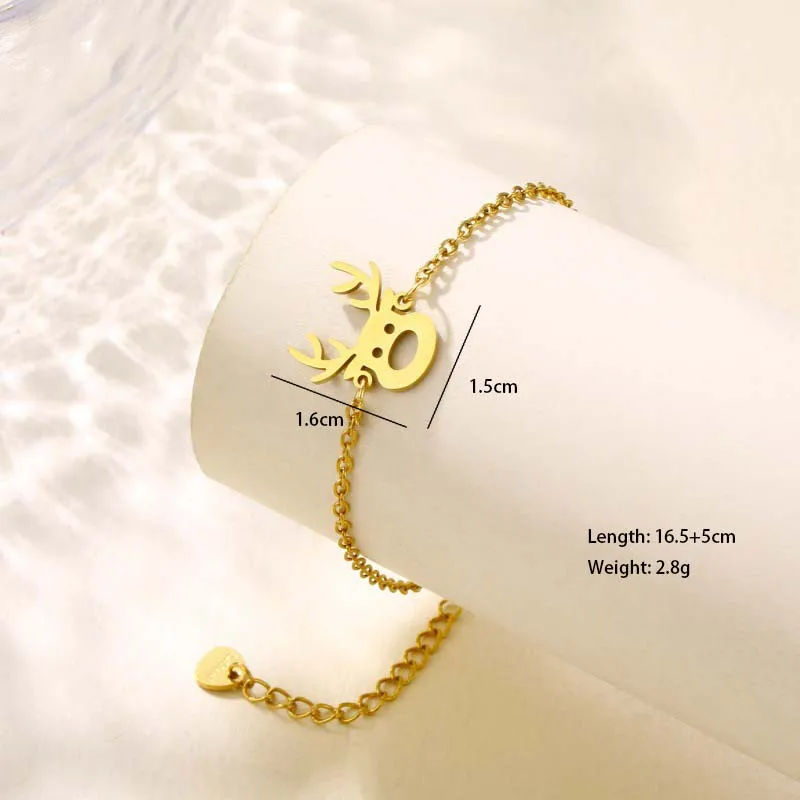 Paw Print Bell Snowman Cute Hip-Hop Simple Style 201 Stainless Steel Bracelets In Bulk display picture 11