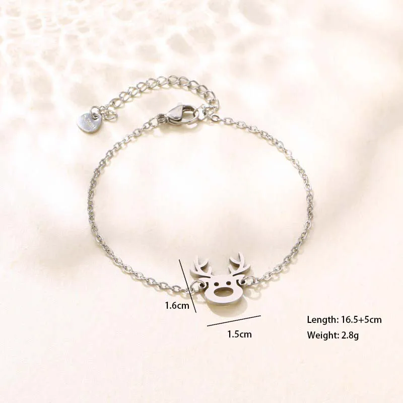 Paw Print Bell Snowman Cute Hip-Hop Simple Style 201 Stainless Steel Bracelets In Bulk display picture 18