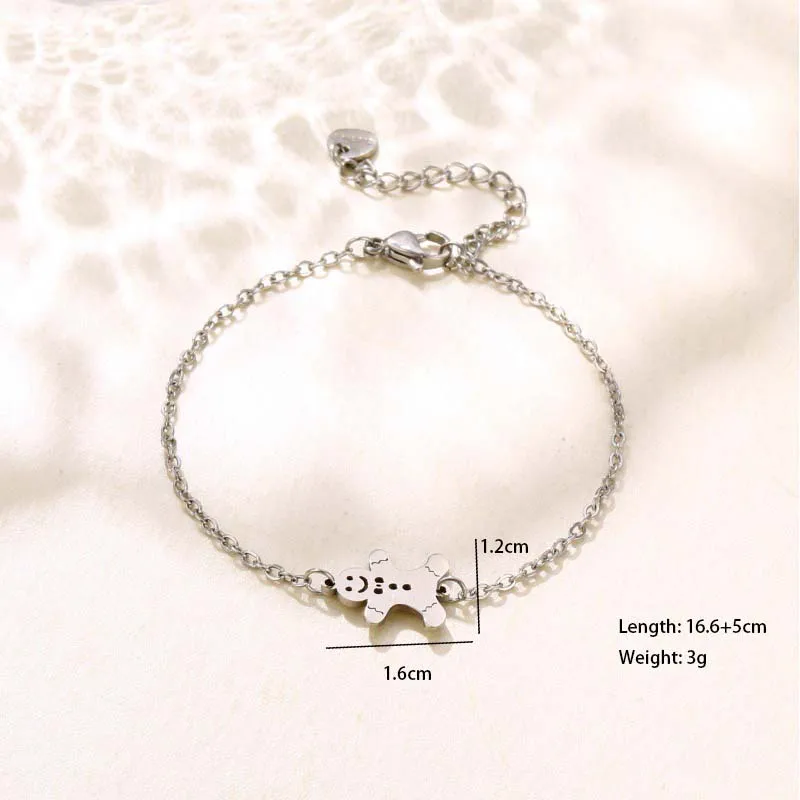 Paw Print Bell Snowman Cute Hip-Hop Simple Style 201 Stainless Steel Bracelets In Bulk display picture 13