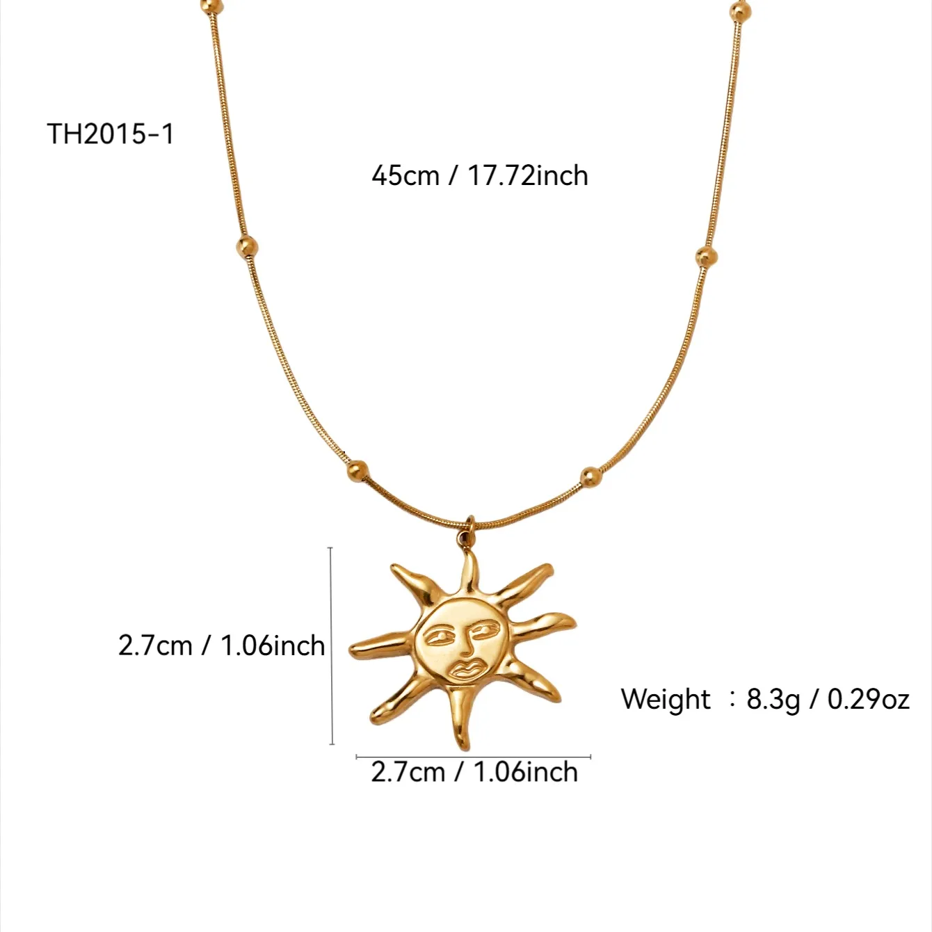Soleil Élégant Femme Acier Inoxydable 304 Plaqué Or 18K Pendentif Fermeture À Boucle De Type Homard display picture 6