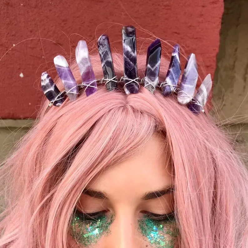 Femmes Géométrique Couleur Unie Rétro Pastorale Alliage Gemme Bande De Cheveux display picture 4