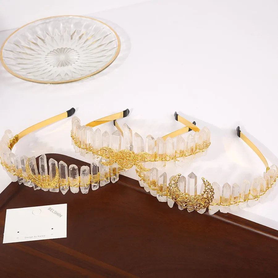 Femmes Couleur Unie Rétro Pastorale Alliage Gemme Bande De Cheveux display picture 2