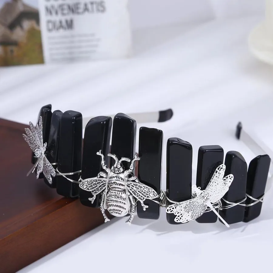 Women's Insect Moon Solid Color Classical Pastoral Artistic Gem Iron Hair Band display picture 3