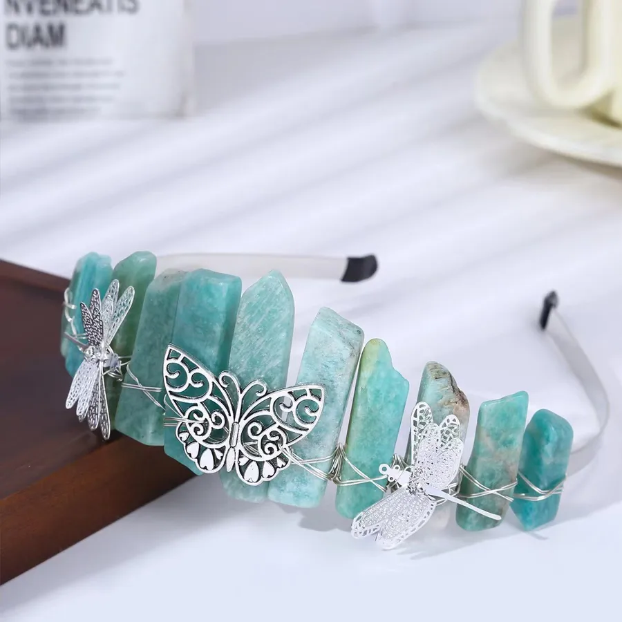 Femmes Insecte Lune Couleur Unie Classique Pastorale Artistique Gemme Le Fer Bande De Cheveux display picture 5