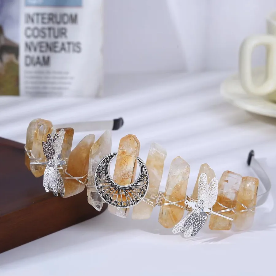 Women's Insect Moon Solid Color Classical Pastoral Artistic Gem Iron Hair Band display picture 7