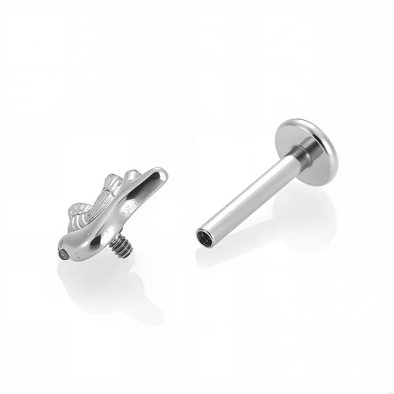 1 Pieza Aleación De Titanio Casual Estilo Simple Viajar Diariamente Cruzar Araña Pájaro Circón Pulido Anillos De Labios Piercing De La Oreja Anillos En La Nariz display picture 1