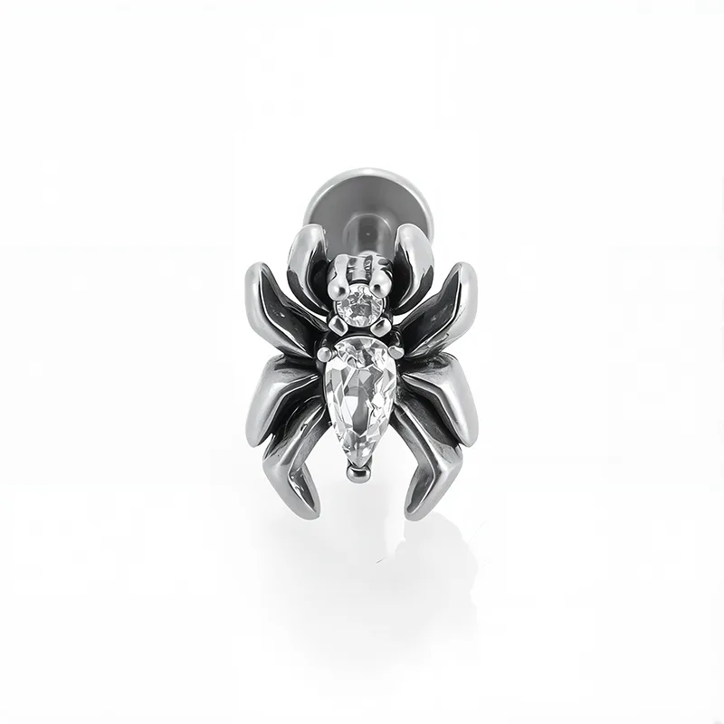 1 Piece Titanium Alloy Casual Simple Style Commute Cross Spider Bird Zircon Polishing Lip Rings Ear Cartilage Rings & Studs Nose Rings & Studs display picture 2
