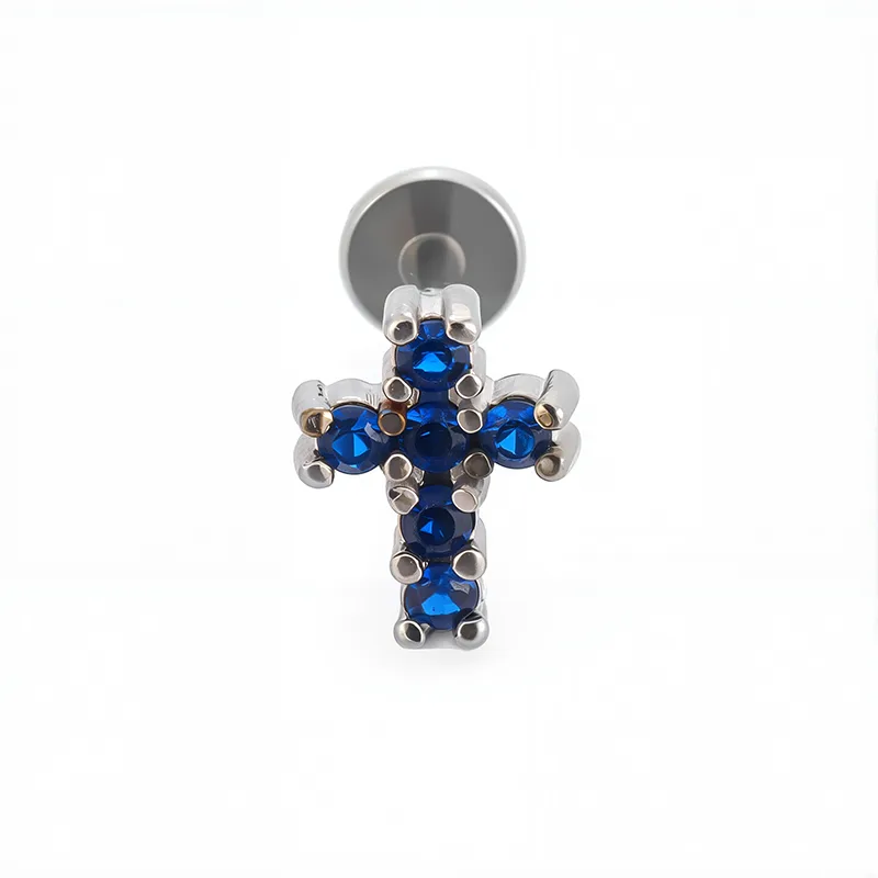 1 Piece Titanium Alloy Casual Simple Style Commute Cross Spider Bird Zircon Polishing Lip Rings Ear Cartilage Rings & Studs Nose Rings & Studs display picture 8