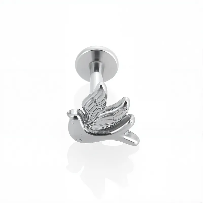 1 Piece Titanium Alloy Casual Simple Style Commute Cross Spider Bird Zircon Polishing Lip Rings Ear Cartilage Rings & Studs Nose Rings & Studs display picture 5