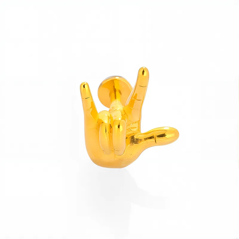 1 Piece 316L Stainless Steel  Casual Nordic Style Simple Style Animal Gesture Butterfly Zircon 18K Gold Plated Polishing Plating Hollow Out Lip Rings Ear Cartilage Rings & Studs Nose Rings & Studs display picture 6