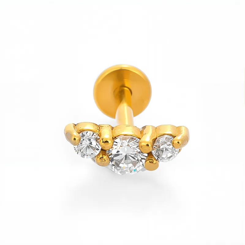 1 Piece 316L Stainless Steel  Casual Nordic Style Simple Style Animal Gesture Butterfly Zircon 18K Gold Plated Polishing Plating Hollow Out Lip Rings Ear Cartilage Rings & Studs Nose Rings & Studs display picture 3