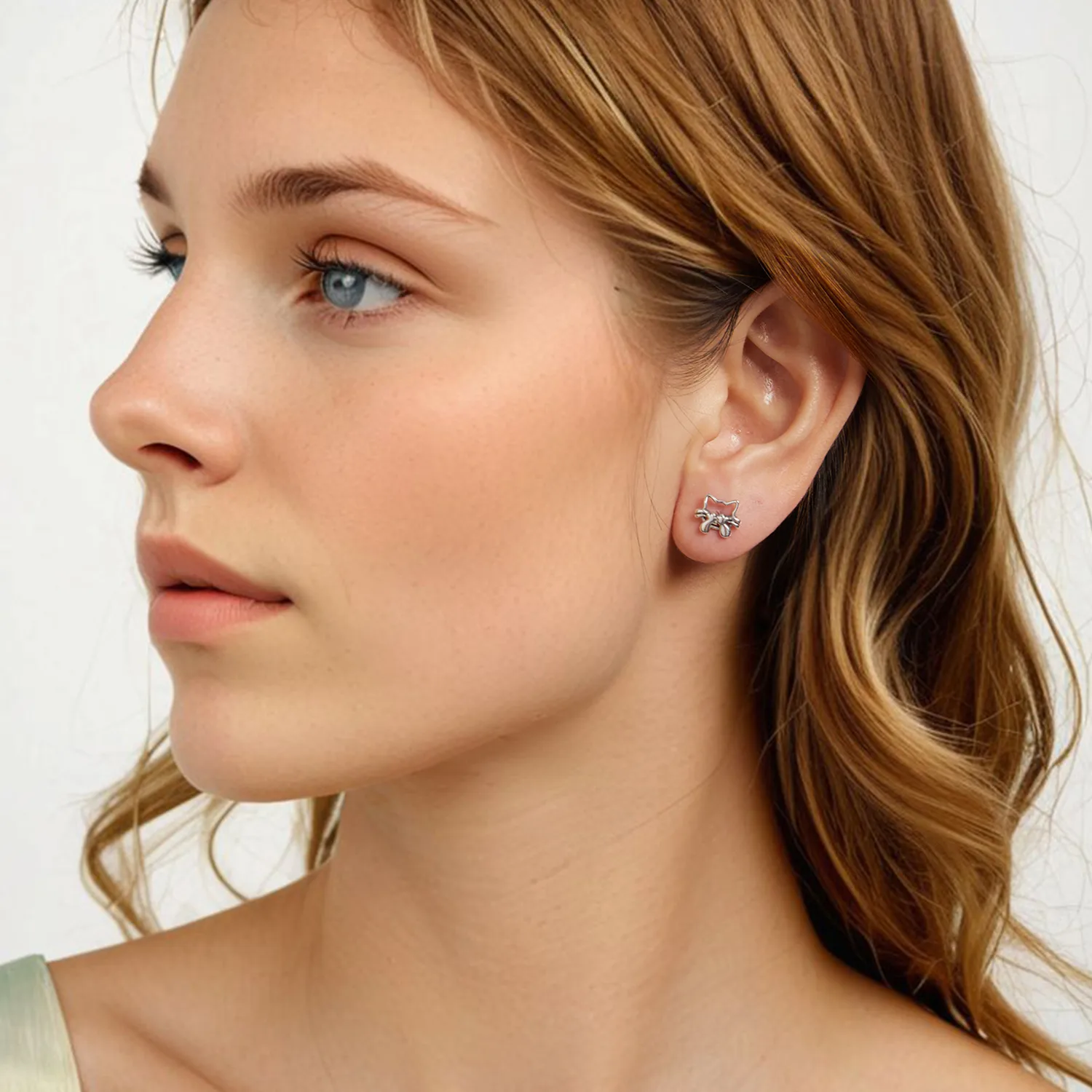 1 Paire Argent Sterling 925 Chat Petites Boucles D'oreilles display picture 4