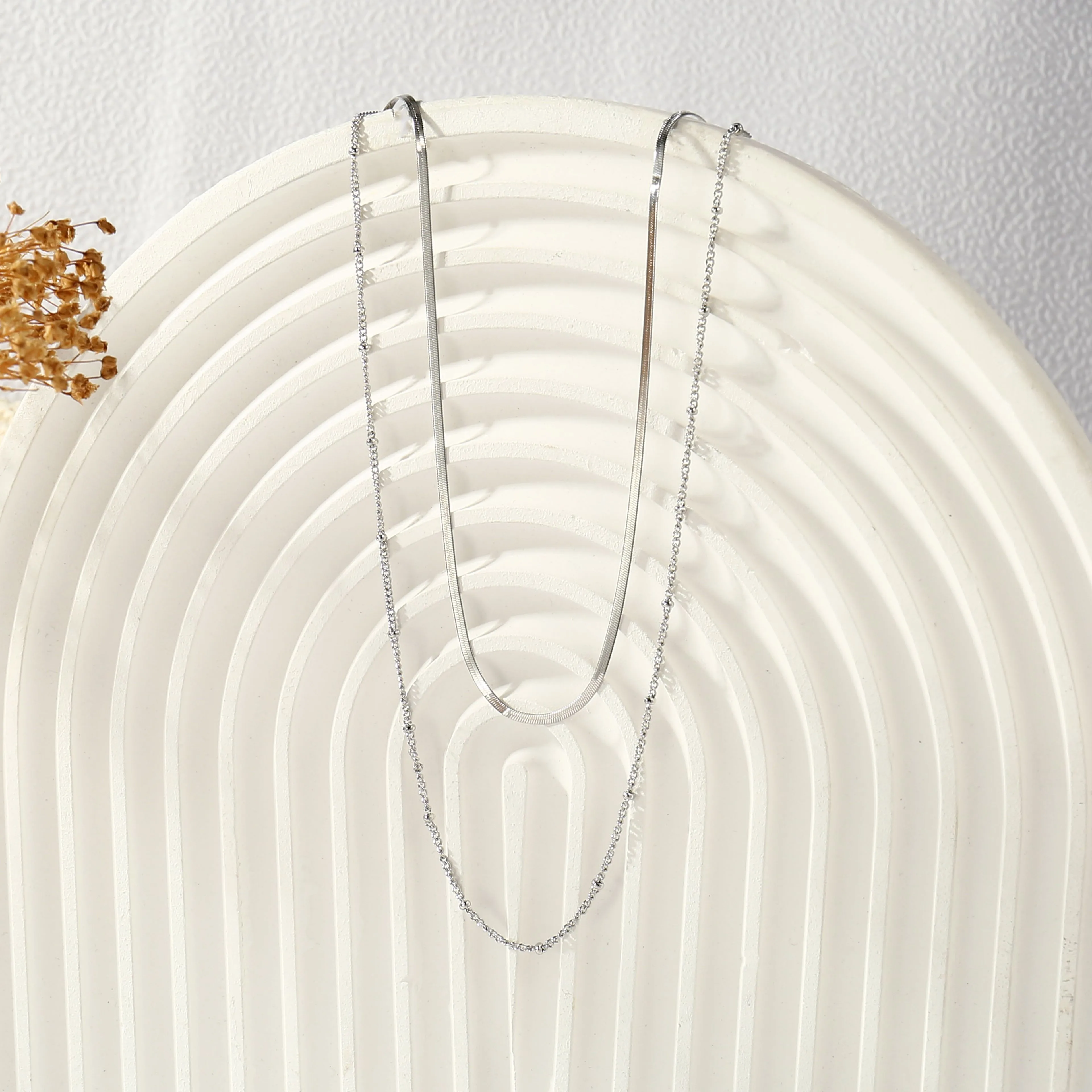 Round Modern Style Shiny 304 Stainless Steel Double Layer Necklaces Lobster Trigger Clasp Closure display picture 8