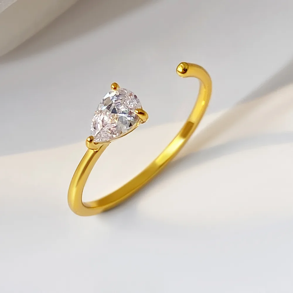 Water Droplets 925 Sterling Silver 18K Gold Plated White Gold Plated Open Rings display picture 3