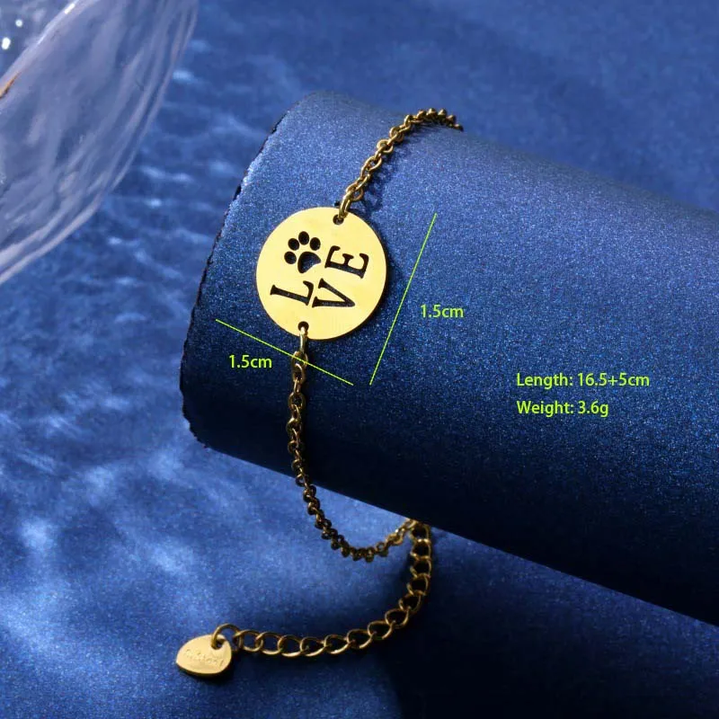 Kitten Paw Print Elephant Cute Hip-Hop Simple Style 201 Stainless Steel Bracelets In Bulk display picture 1