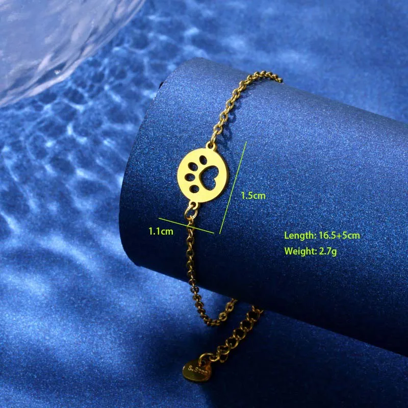 Kitten Paw Print Elephant Cute Hip-Hop Simple Style 201 Stainless Steel Bracelets In Bulk display picture 5