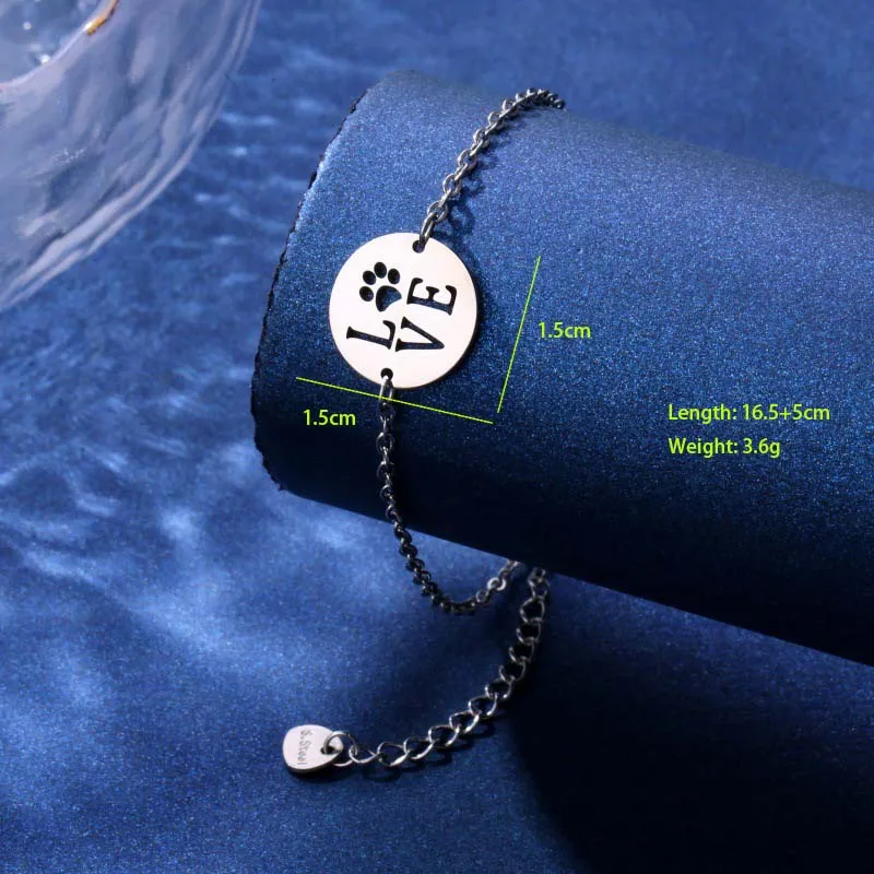 Kitten Paw Print Elephant Cute Hip-Hop Simple Style 201 Stainless Steel Bracelets In Bulk display picture 18