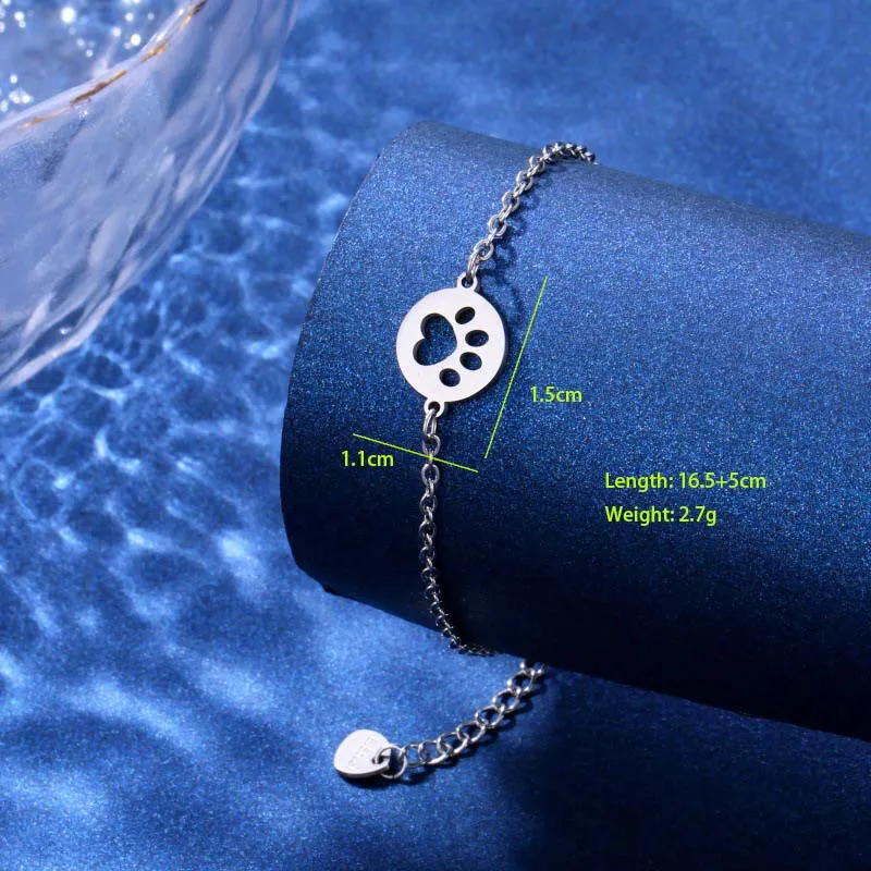 Kitten Paw Print Elephant Cute Hip-Hop Simple Style 201 Stainless Steel Bracelets In Bulk display picture 11