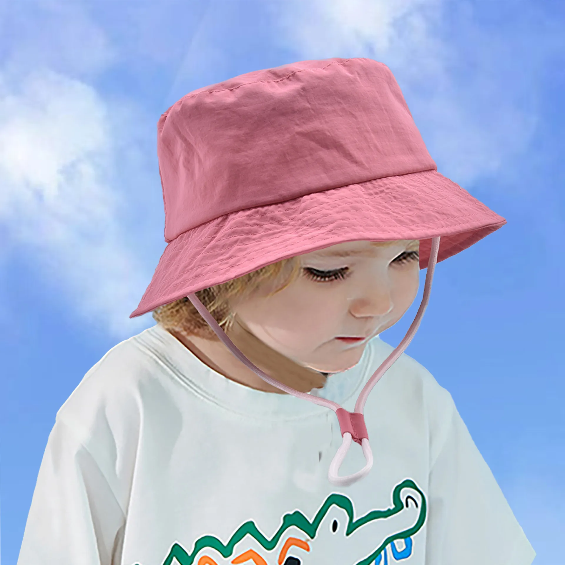 Children Unisex Solid Color Drawstring Cute Pastoral Bucket Hat display picture 2