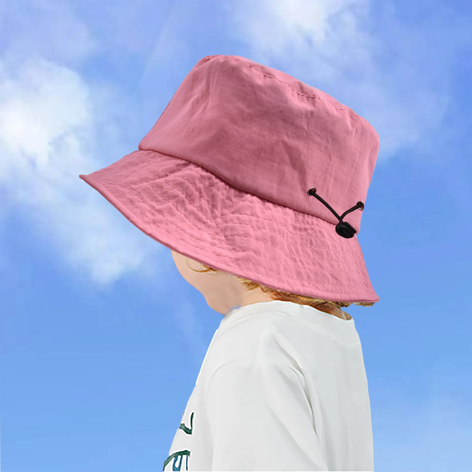 Children Unisex Solid Color Drawstring Cute Pastoral Bucket Hat display picture 3