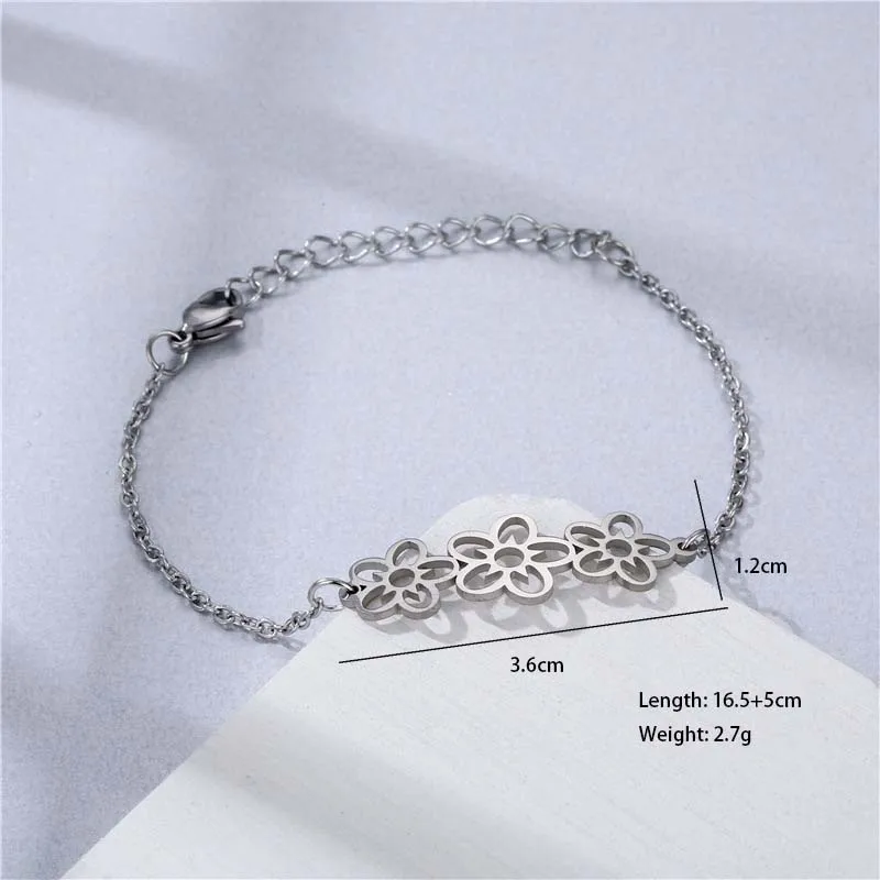 Double Heart Electrocardiogram Heart Shape Cute Hip-Hop Lady 201 Stainless Steel Bracelets In Bulk display picture 11