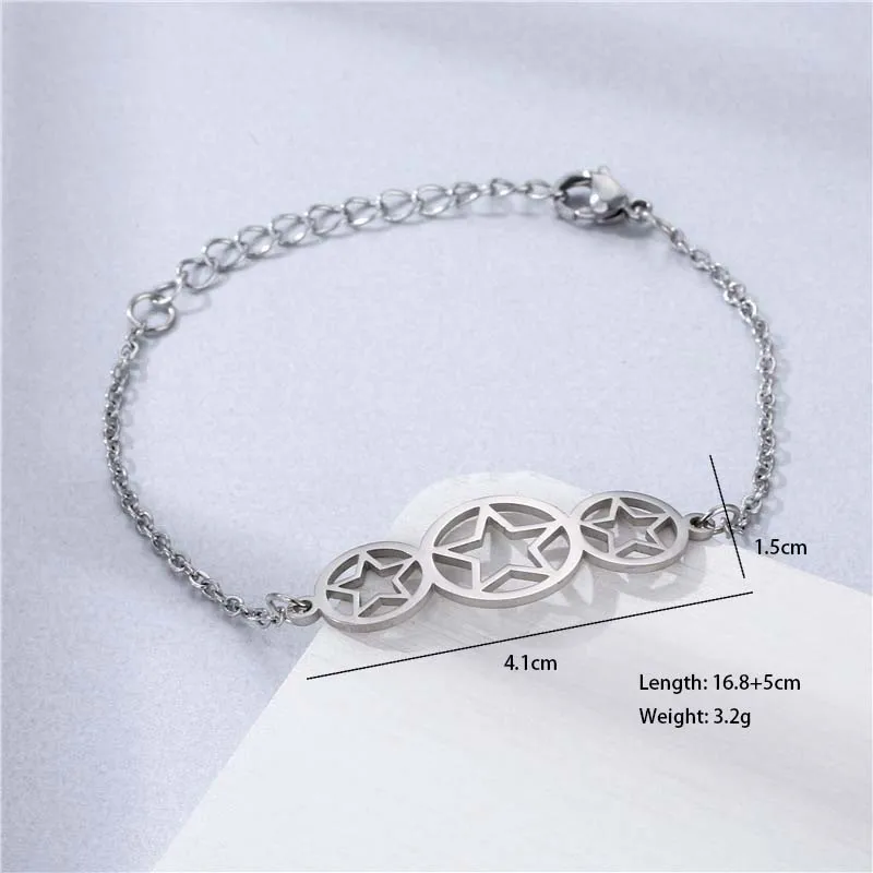 Double Heart Electrocardiogram Heart Shape Cute Hip-Hop Lady 201 Stainless Steel Bracelets In Bulk display picture 2