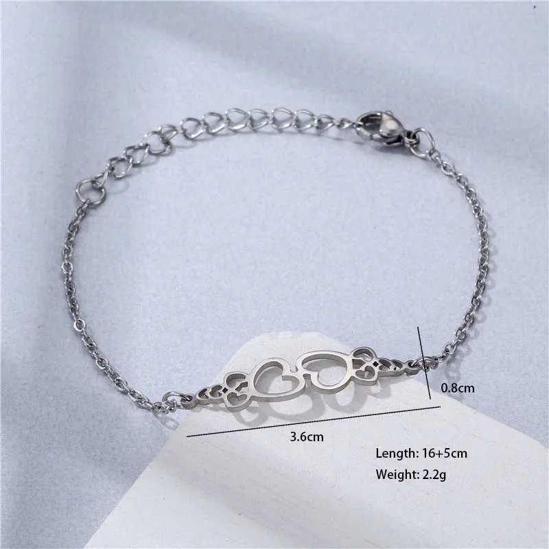 Double Coeur Électrocardiogramme Forme De Cœur Mignon Hip Hop Femme Acier Inoxydable 201 Bracelets En Masse display picture 6