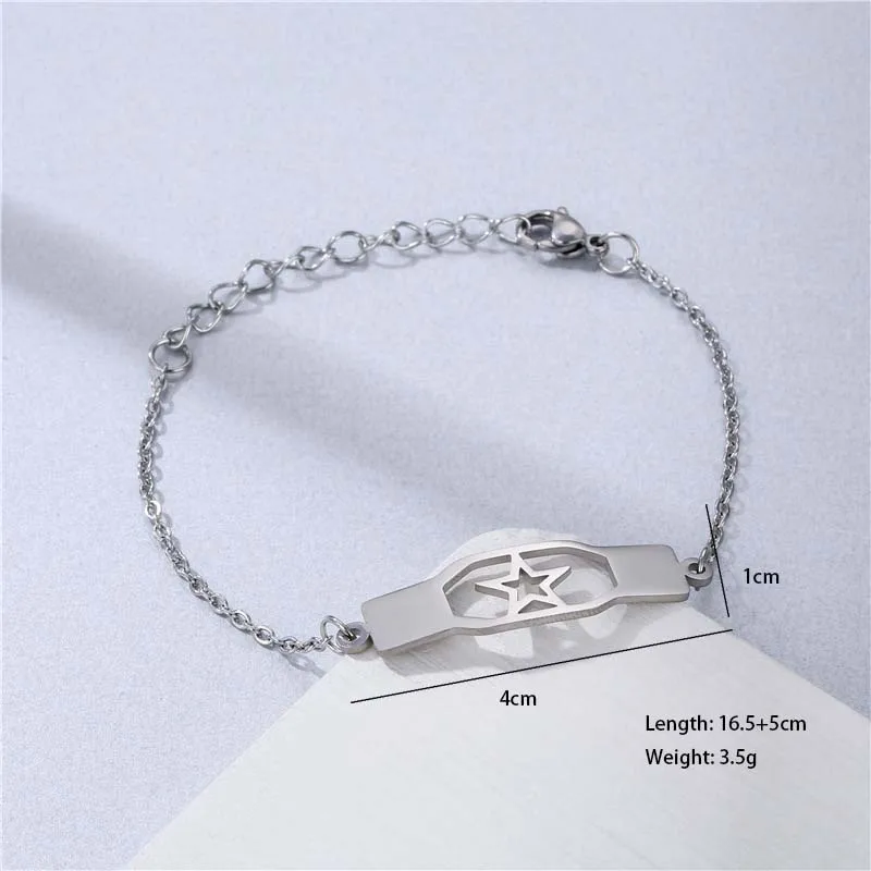 Double Heart Electrocardiogram Heart Shape Cute Hip-Hop Lady 201 Stainless Steel Bracelets In Bulk display picture 10