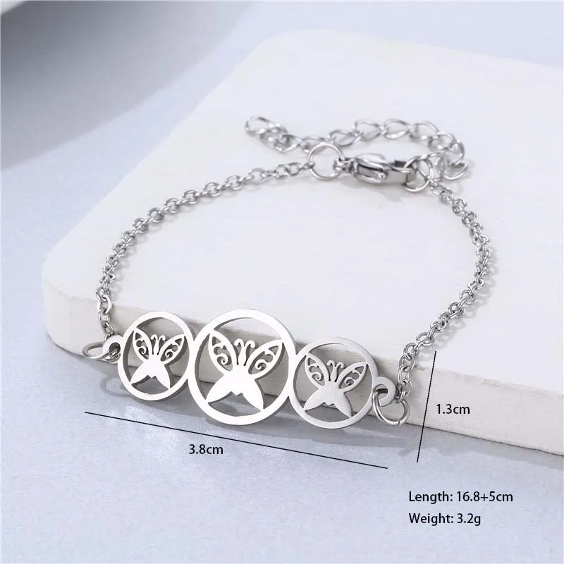 Double Heart Electrocardiogram Heart Shape Cute Hip-Hop Lady 201 Stainless Steel Bracelets In Bulk display picture 5