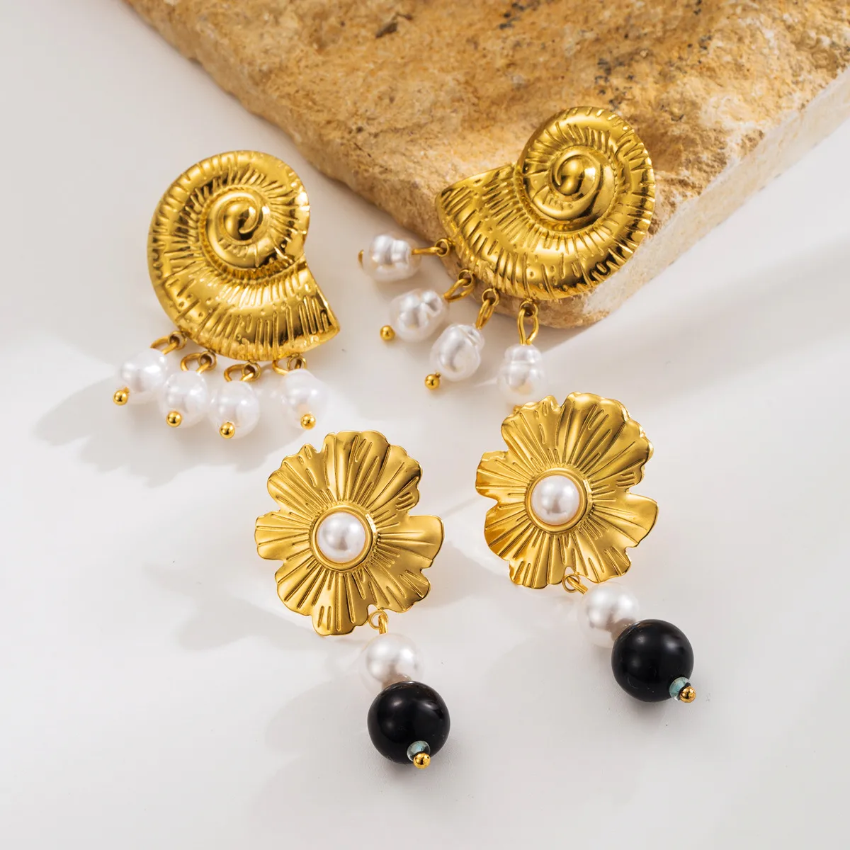 1 Paire Fleur Sucré Artistique Acier Inoxydable 304 Placage Boucles D'oreilles display picture 4