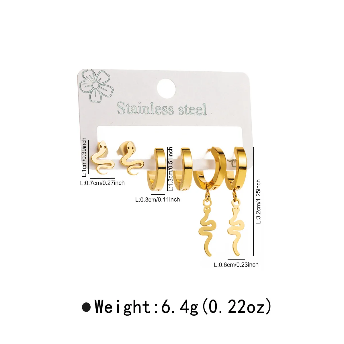 1 Set Star Flower Butterfly Retro Modern Style 304 Stainless Steel Plating Earrings display picture 1