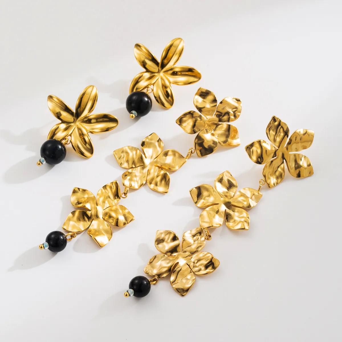 1 Pair Flower Classical Sweet 304 Stainless Steel Plating Drop Earrings display picture 5