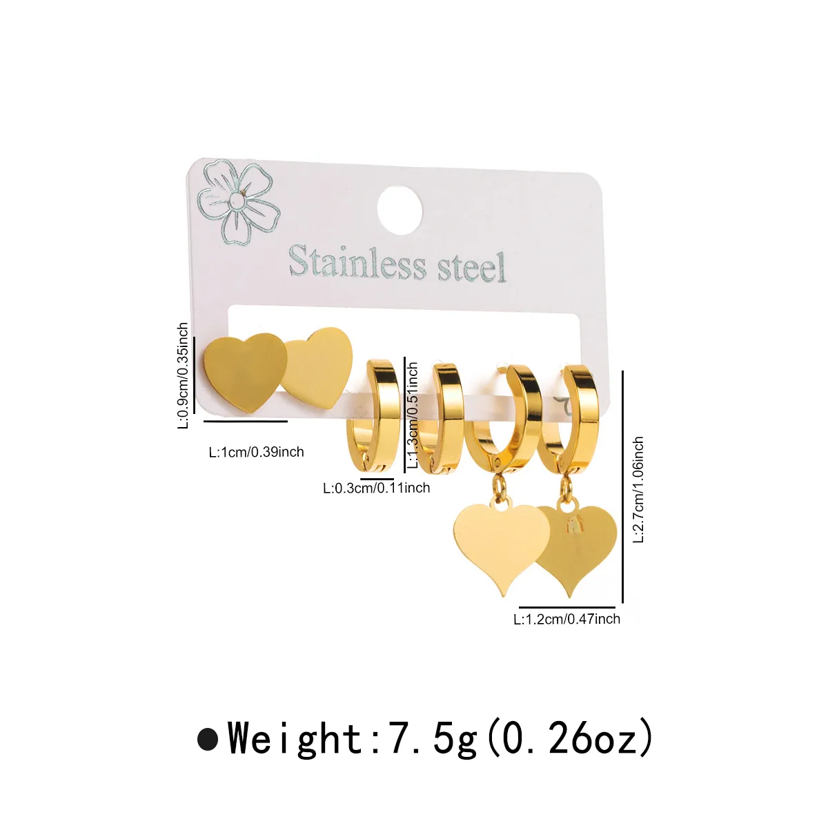 1 Set Star Flower Butterfly Retro Modern Style 304 Stainless Steel Plating Earrings display picture 2