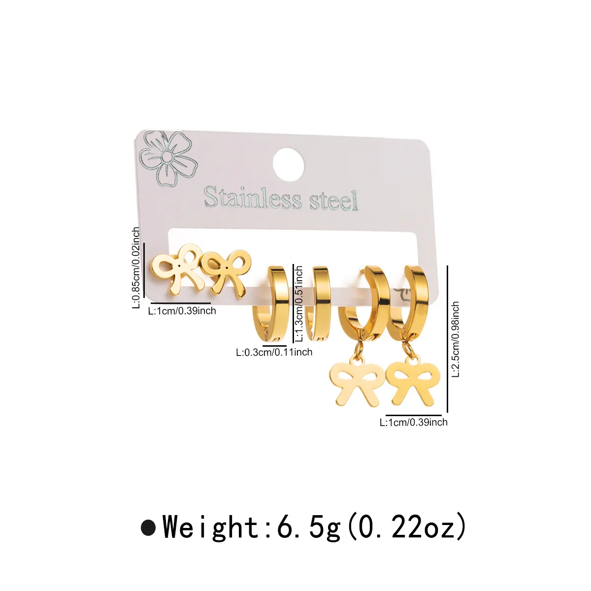 1 Set Star Flower Butterfly Retro Modern Style 304 Stainless Steel Plating Earrings display picture 3