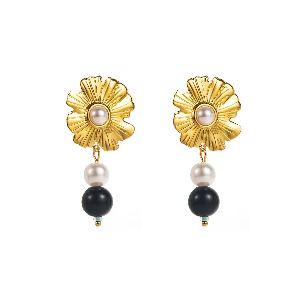 1 Par Flor Dulce Artístico Acero Inoxidable 304 Enchapado Pendientes De Gota display picture 7