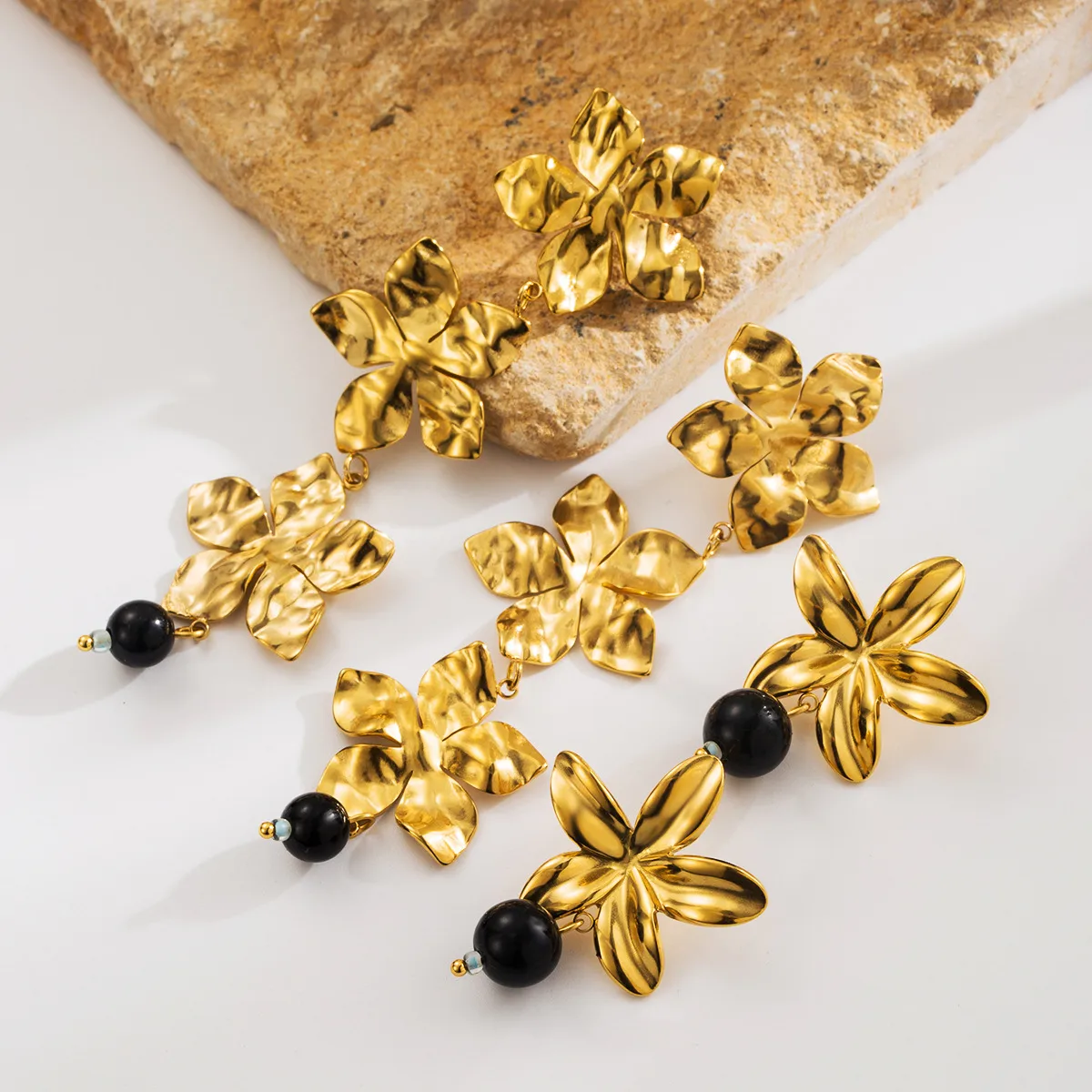 1 Pair Flower Classical Sweet 304 Stainless Steel Plating Drop Earrings display picture 4