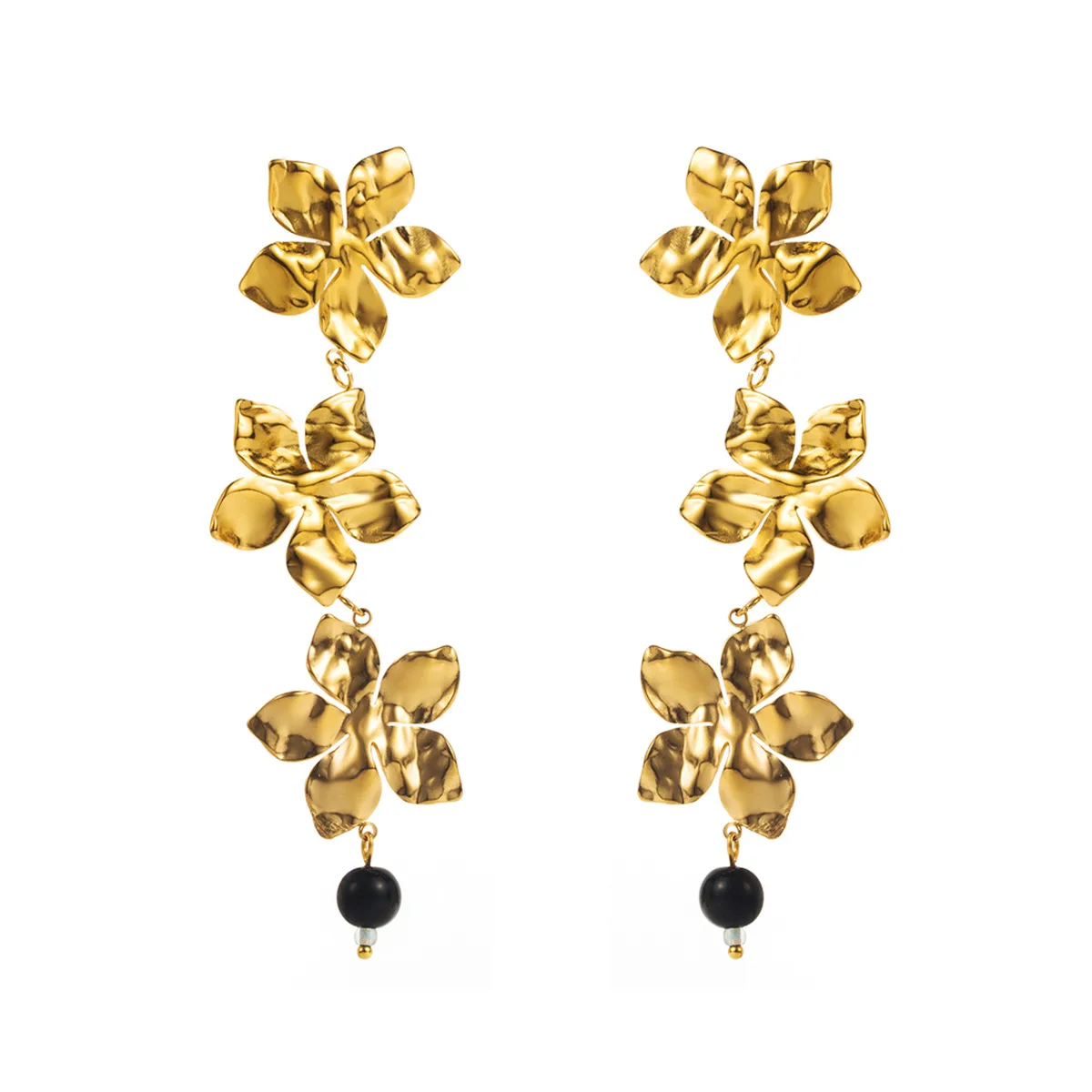 1 Par Flor Clásico Dulce Acero Inoxidable 304 Enchapado Pendientes De Gota display picture 6