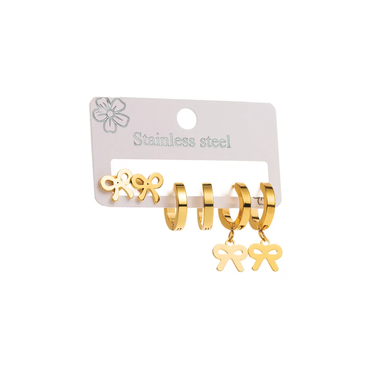 1 Set Star Flower Butterfly Retro Modern Style 304 Stainless Steel Plating Earrings display picture 12