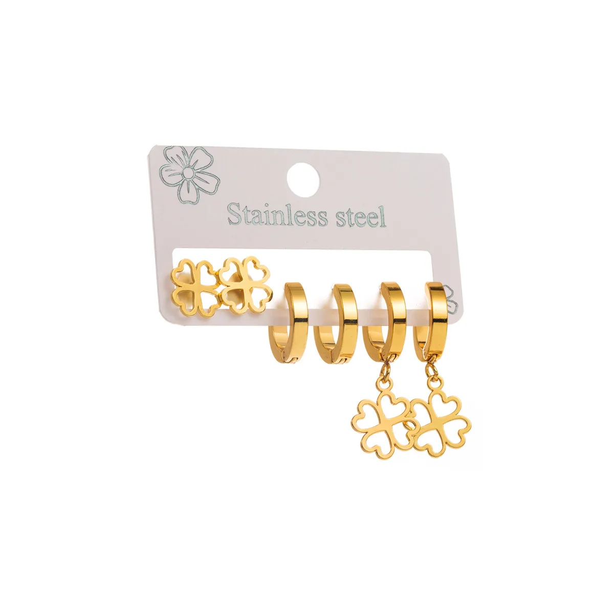 1 Set Star Flower Butterfly Retro Modern Style 304 Stainless Steel Plating Earrings display picture 13