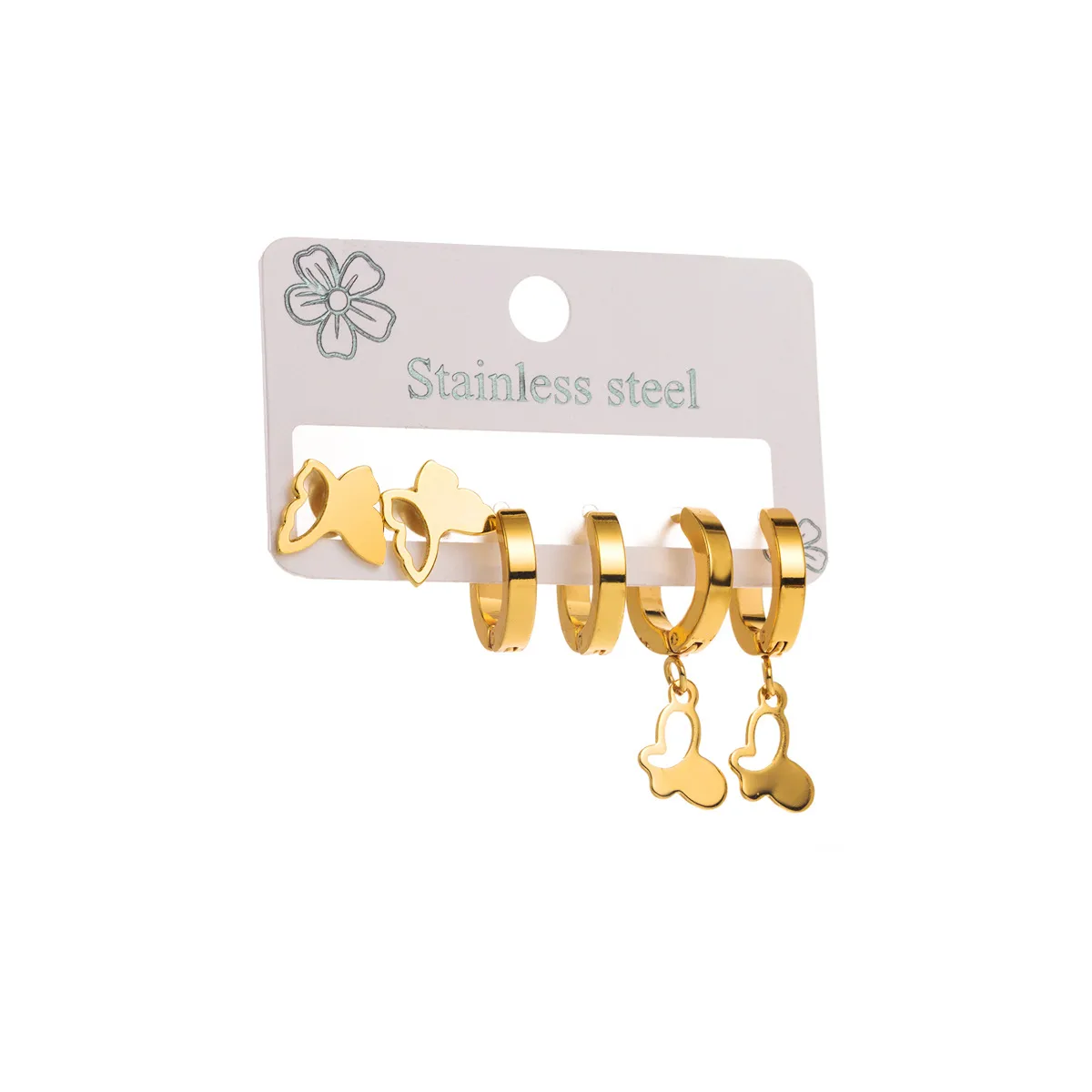 1 Set Star Flower Butterfly Retro Modern Style 304 Stainless Steel Plating Earrings display picture 15