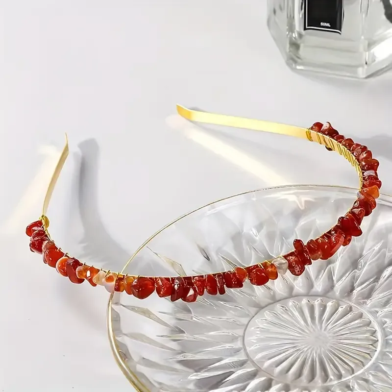 Women's Solid Color Ethnic Style Pastoral Gem Iron Hair Band display picture 22