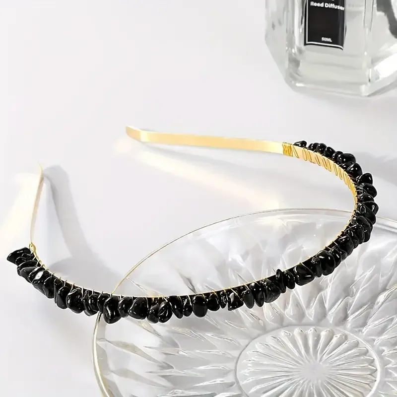 Femmes Couleur Unie Style Ethnique Pastorale Gemme Le Fer Bande De Cheveux display picture 14