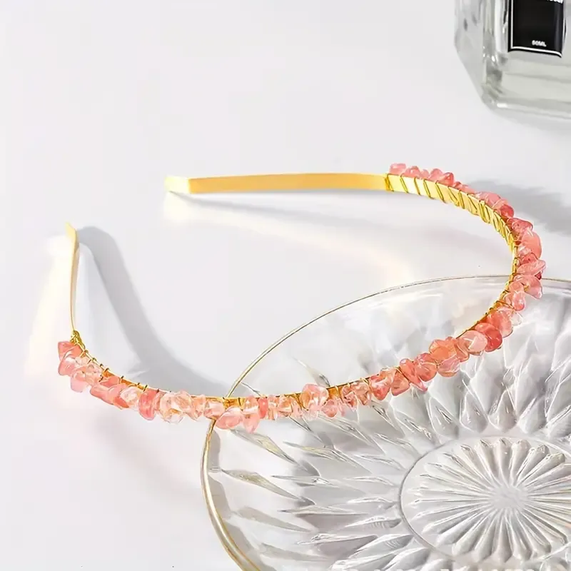 Femmes Couleur Unie Style Ethnique Pastorale Gemme Le Fer Bande De Cheveux display picture 16