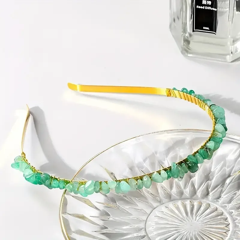 Women's Solid Color Ethnic Style Pastoral Gem Iron Hair Band display picture 19