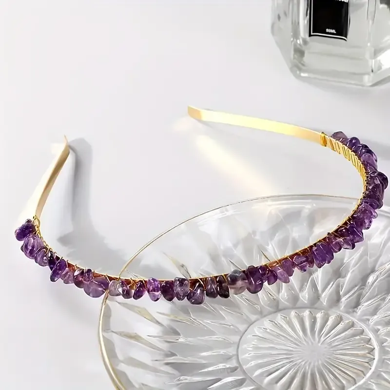 Women's Solid Color Ethnic Style Pastoral Gem Iron Hair Band display picture 20